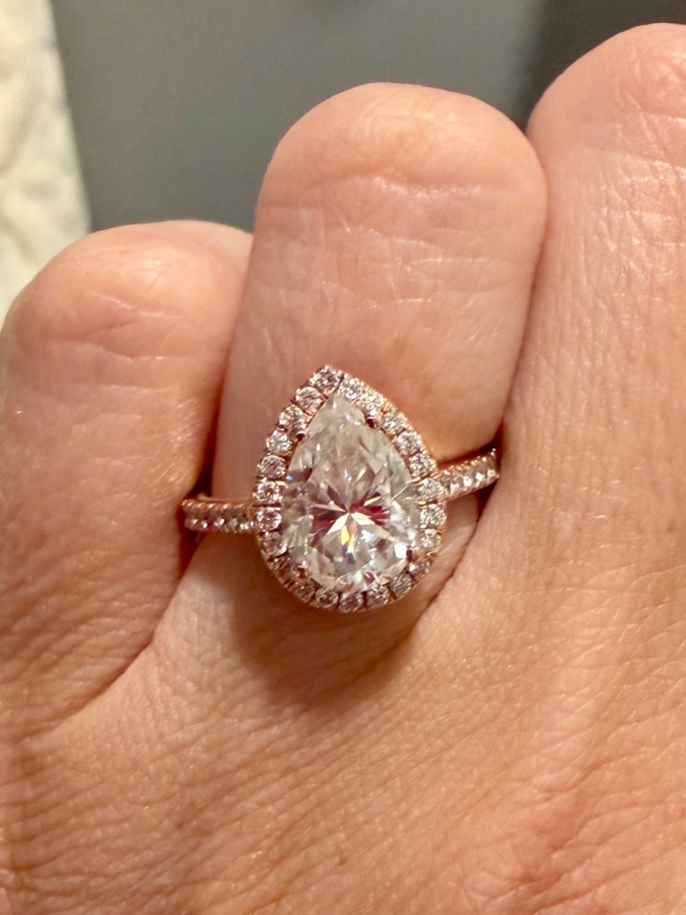 14k rose gold moissanite ring
